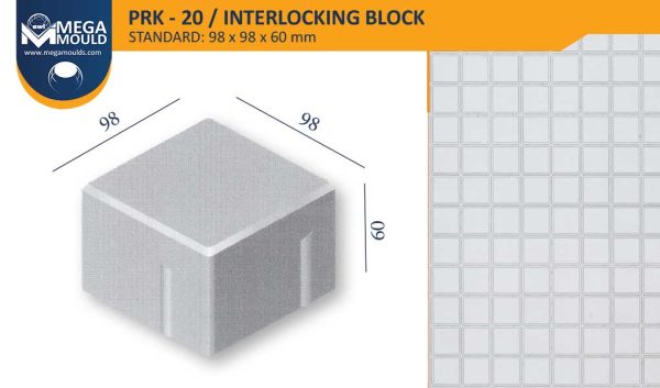 10x10 مربع قالب انترلوك prk 20